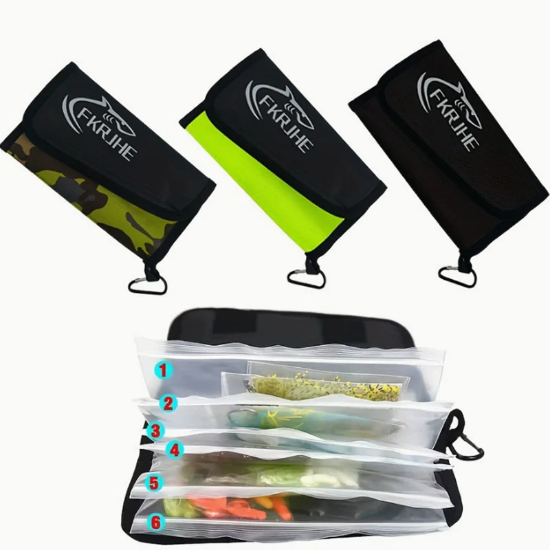 Luya Fake Bait Bag Multi Grid PVC Inner Bag Partitioned Waterproof Storage Bag Fishing Sorting Accessories Storage Bag