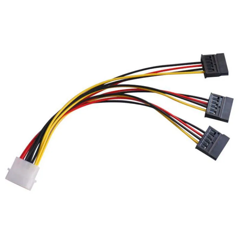 SATA Adapter Cable IDE 4Pin Male To 3 Port SATA Female Splitter Hard Drive Power Supply Cable SATA Cable 20cm W1