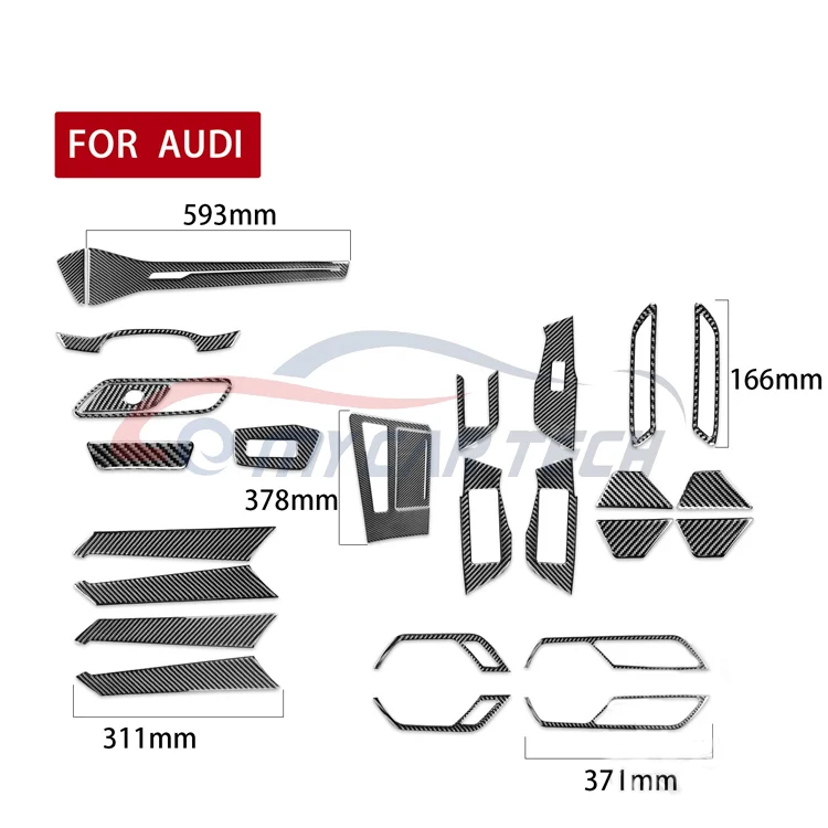 15Pcs Carbon Fiber Full Interior Kit Set Decoration Cover For A4 S4 2005-2008