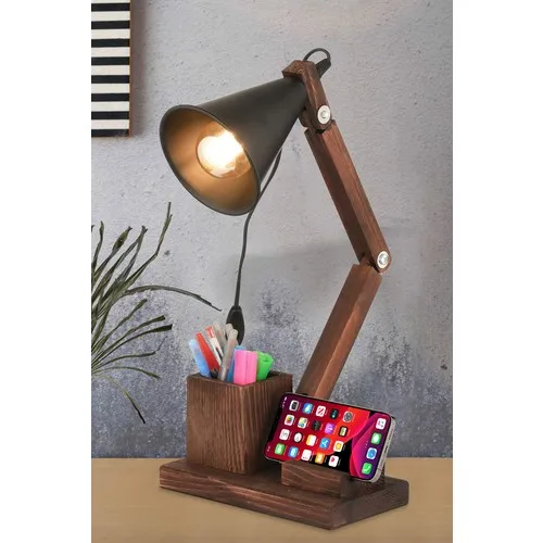 Desk Lamp Lux Wooden Table Lamp Pen Holder Walnut  Smartphone Holder New Design Bedroom Night Lamp For Study Desk Free Shipping