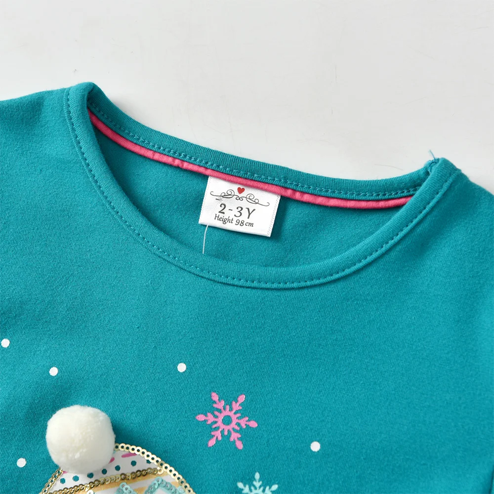 VIKITA Kids Long Sleeve Striped T Shirt Girls Snowman Snowflakes Cartoon Appliqued Cotton Casual Tops and Tees Kids Clothes