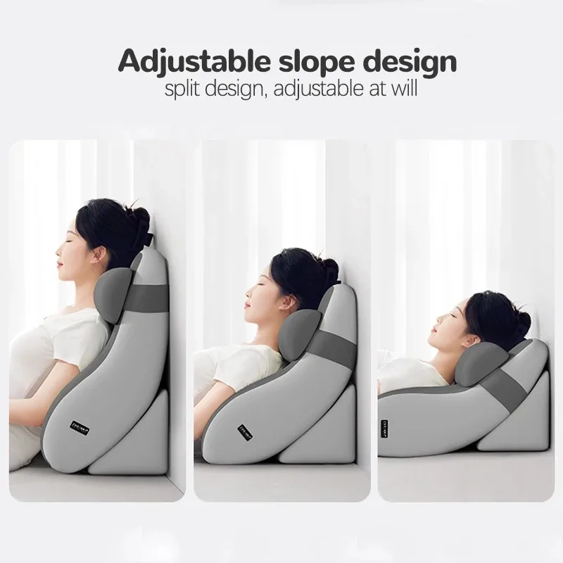 Reading Pillow for Sitting in Bed Ergonomic Wedge Back Pillow XL Side Pockets Removable Cover Working Nursing Lightweight - view 6