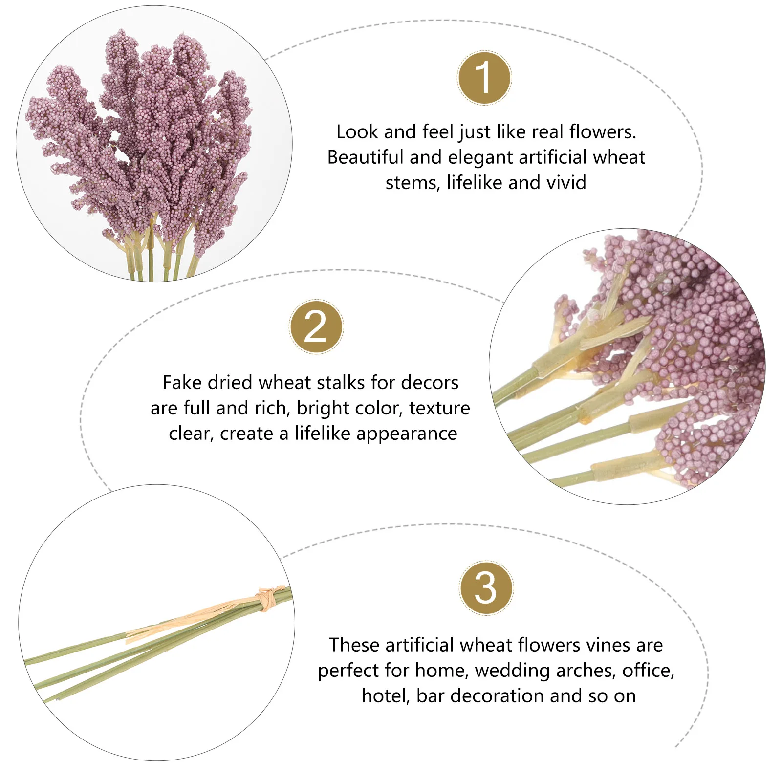 

2 Bunches Artificial Wheat Stems Dried Stalks Purple Bundle Fall Flowers Centerpieces Tables Decor wheat dried wheat for decor