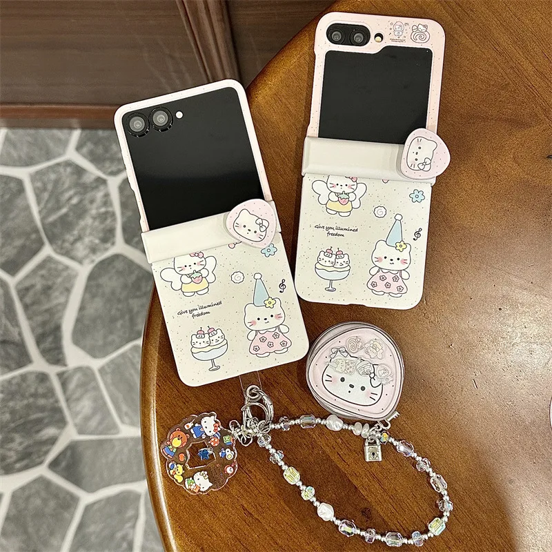 

Cute Cartoon Birthday Cat for Samsung Galaxy Z Flip 7 6 5 4 Protective Back Cover for ZFlip5 ZFlip6 ZFlip7 Case Shell