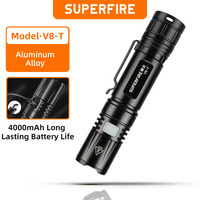 SUPERFIRE V8-T 15W High Power  Led Flashlight Zoom Tactical Torch Super Bright USB C Charging Camping Fishing Emergency Lantern