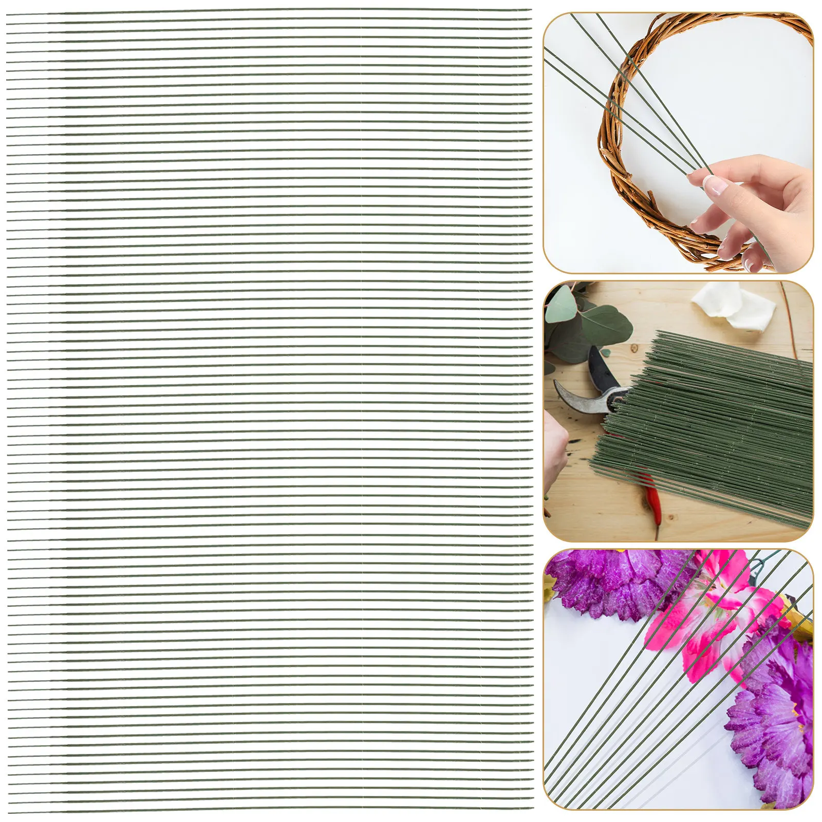 

100Pcs Green Floral Stems Lightweight Flexible Flower Rods for Wedding Party Bouquet Arrangement DIY Floral Decoration
