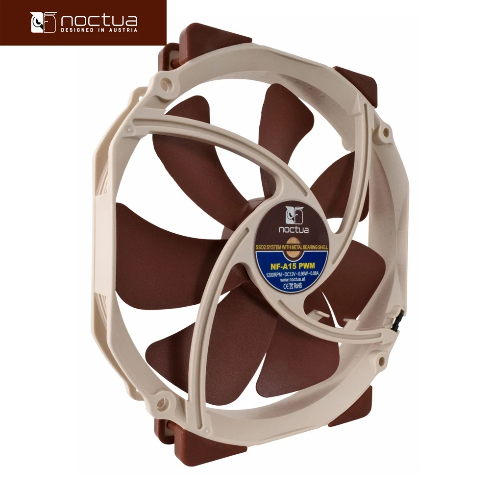 مراوح Noctua NF-A15 PWM، 150 × 140 × 25 مم، 1200 دورة في الدقيقة، 19.2 ديسيبلًا، إطار دائري 140 مم مع مراوح أداء بعرض 150 مم، مراوح حافظة الكمبيوتر.