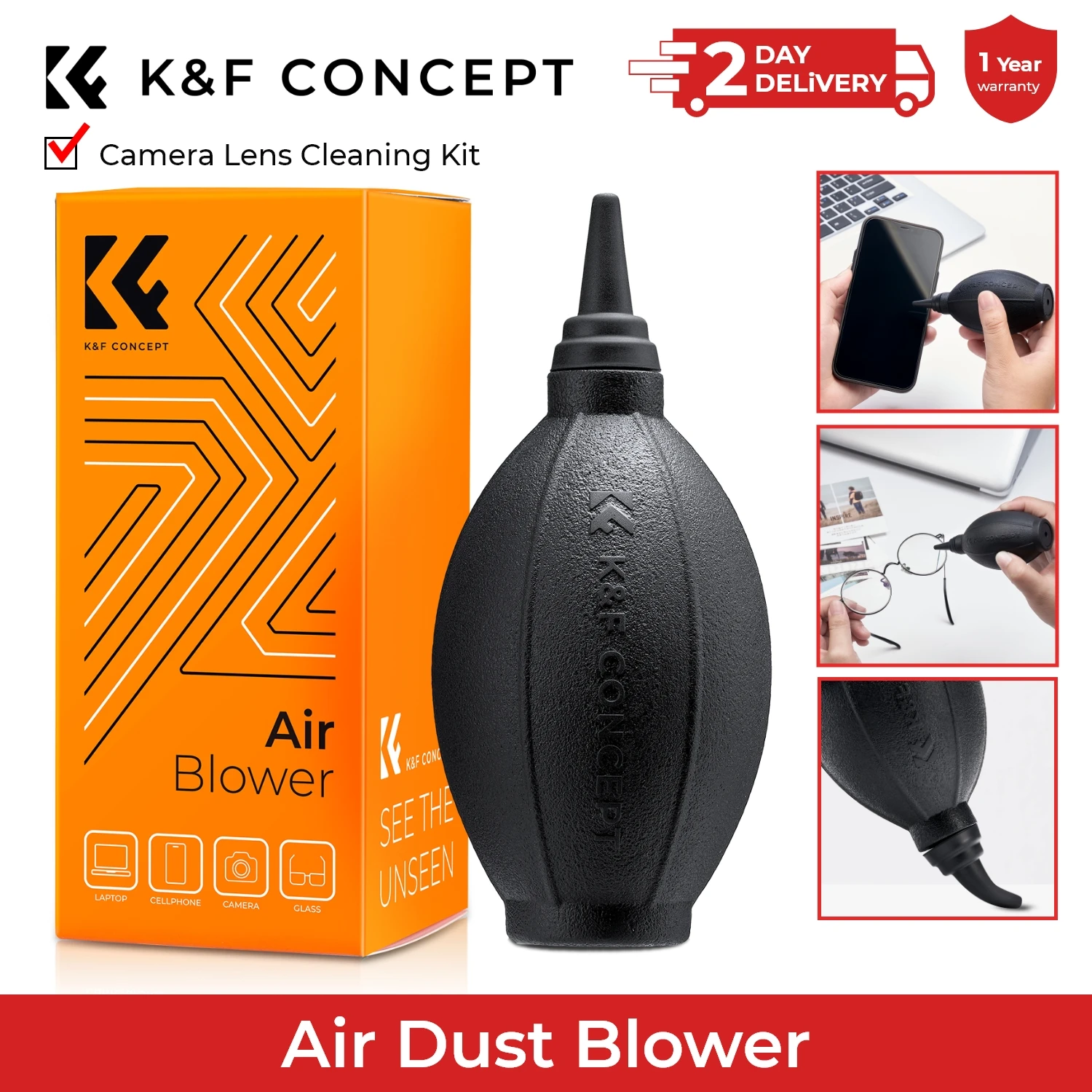 

K&F Concept Soft/Long Nozzle Dust Lens Air Blower for DSLR SLR Digital Cameras Lenses Clean Lens Cleaner Air Pump Duster Blower