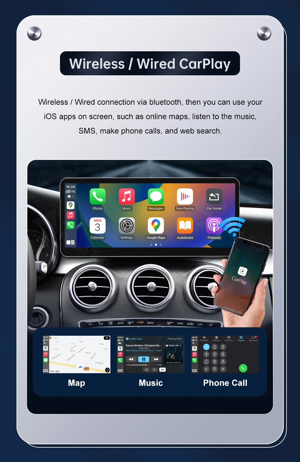 Multimedia-Display für Benz C-Klasse W205 GLC V-Klasse W447 2015-2019 NTG5.0 Touchscreen Wireless Carplay Navigation Android Auto – Detail 10