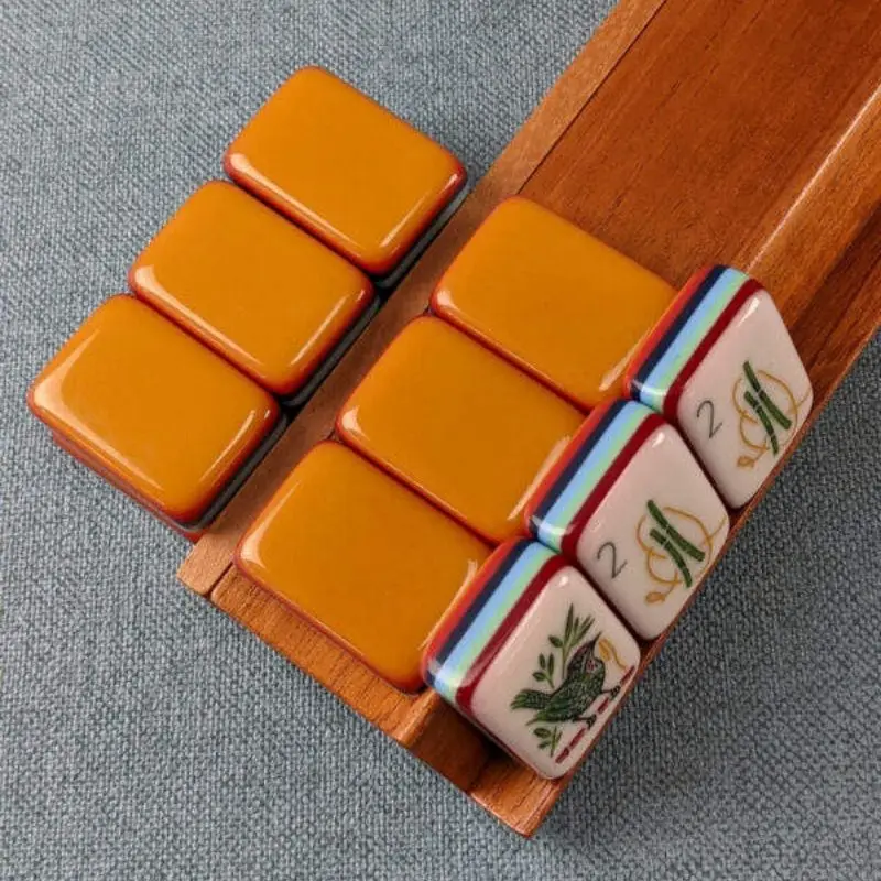 Acrylic Engraved Carved Hot Sale American Mahjong Tiles Set Orange Is With Me Casino Gambling Chess Table Game