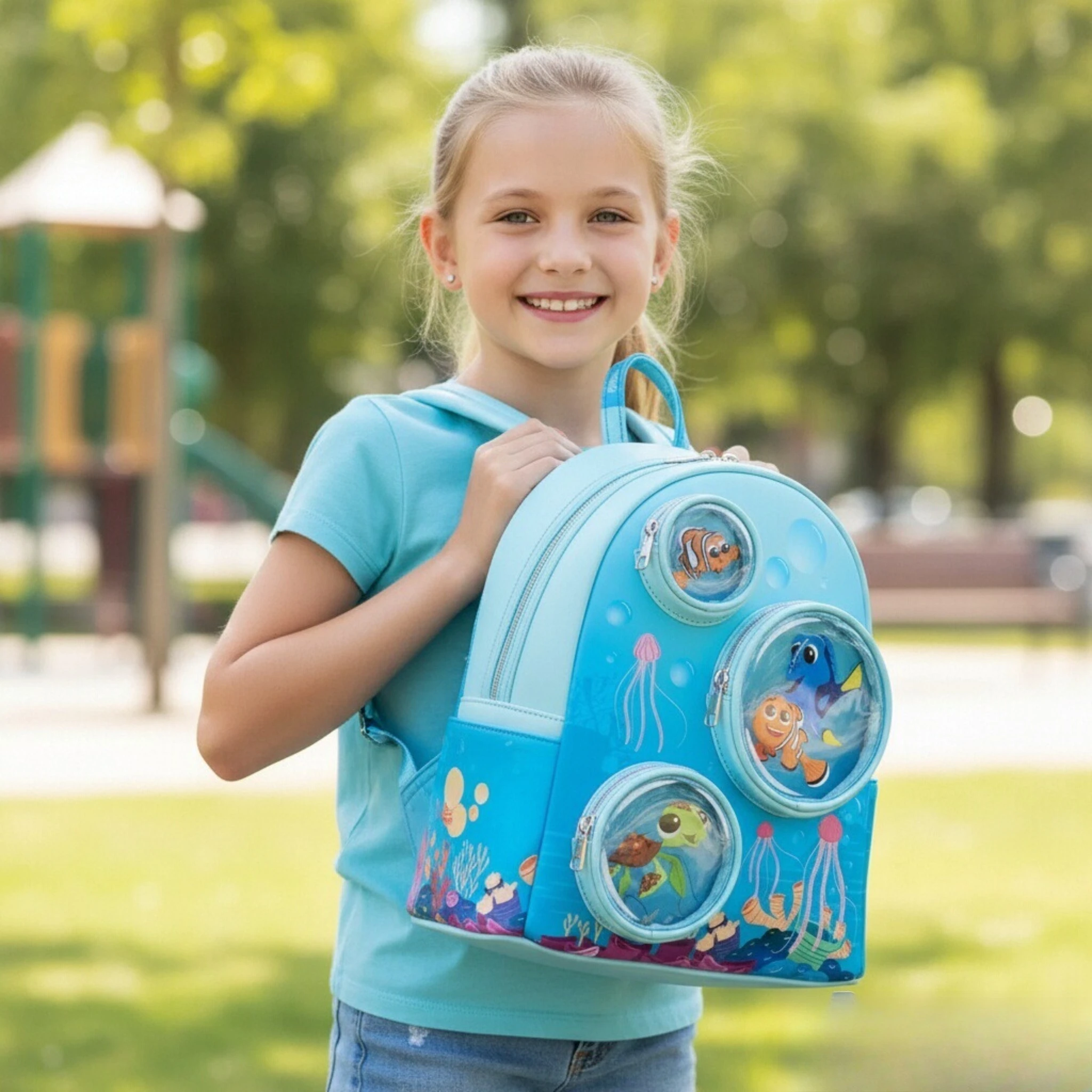 

Серия Ocean Моана Тотемный принт Русалка Поиск Немо Мини-рюкзак Стежка из искусственной кожи Женские двойные сумки на плечо