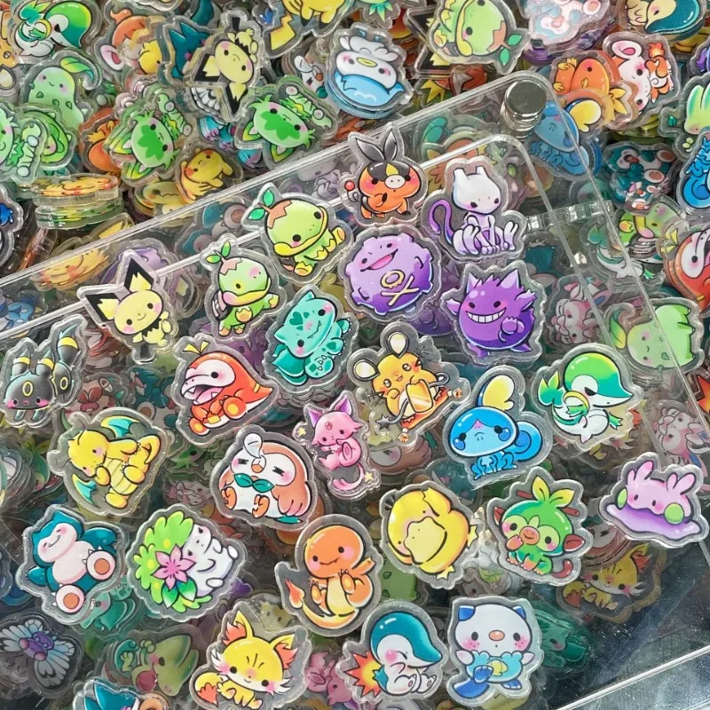 Pokemon Acrylic Piece Animation Cartoon Double-sided Transparent Keychain Refrigerator Magnet Rocker DIY Accessories Material