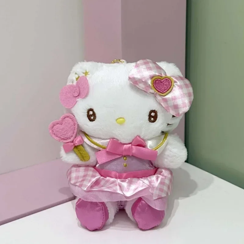 Sanrios novo bonito hellokittys suporte amor varinha mágica boneca de pelúcia menina saco charme anime kawaii fada varinha chaveiro presente aniversário