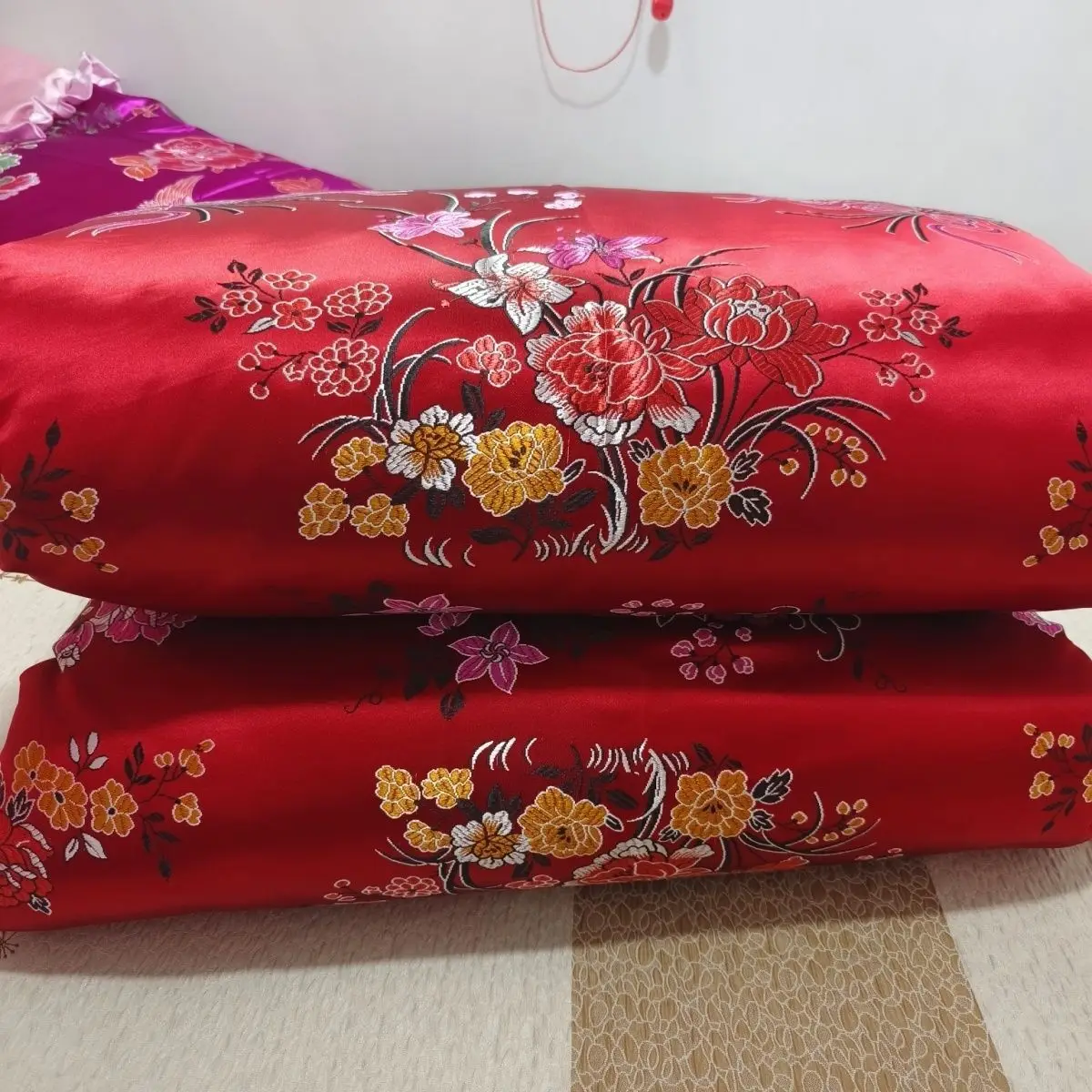 غطاء حريري من الساتان اللامع بدون حشوة من القطن مع سحاب من جانب واحد ومفرش سرير مطبوع عليه زهور رائعة على الجليد #3