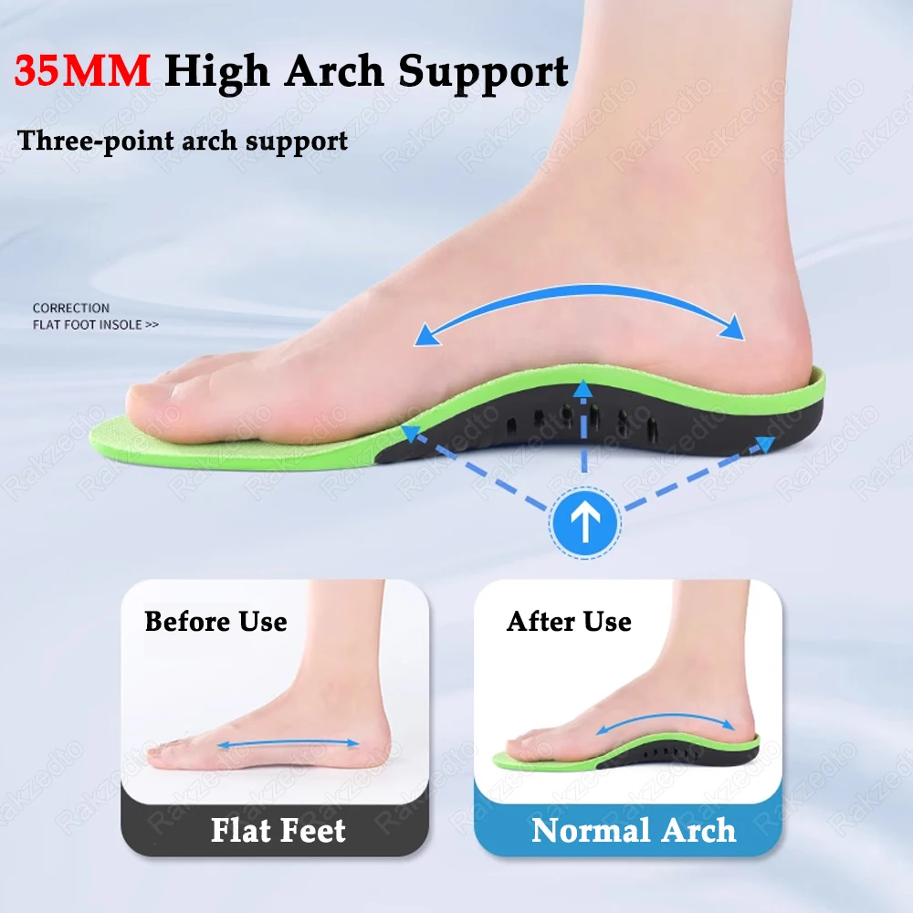Orthotic Insole High Arch Support Plantar Fasciitis Foot Support Gel Shock-absorbing Insoles for Man Woman Flat Feet Corrector