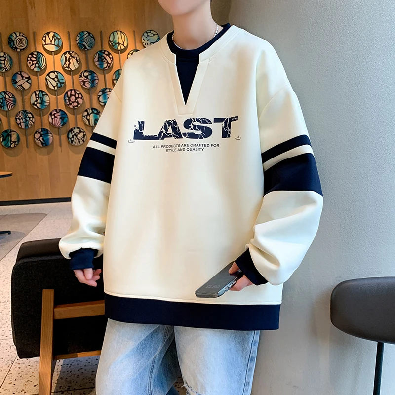 

Крутая круглая толстовка с длинными рукавами для мальчиков, свободного кроя, удобная, из полиэстера, повседневная, модная, для весны и осени