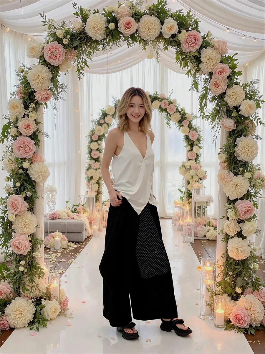 Szerokie spodnie damskie wysokiej jakości, eleganckie spodnie biznesowe do pracy, z wysokim stanem, dopasowane, idealne do biura i na dojazdy.