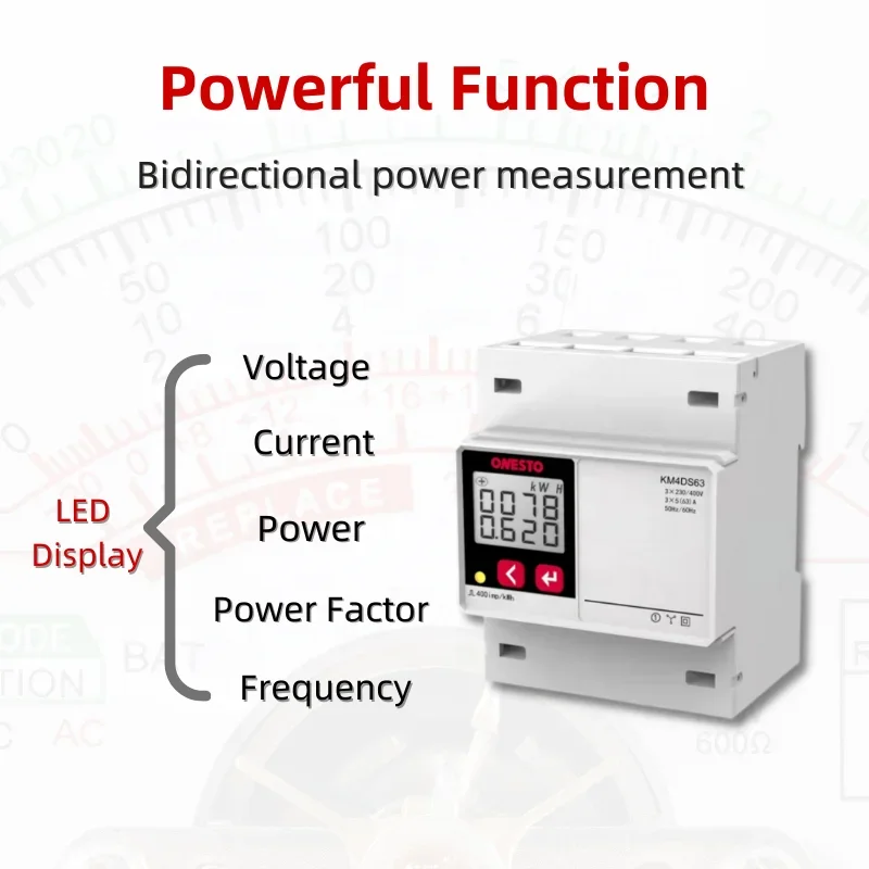Счетчик энергии на DIN-рейку IP51 Счетчик электроэнергии Светодиодный дисплей Счетчик солнечной энергии Harmonics