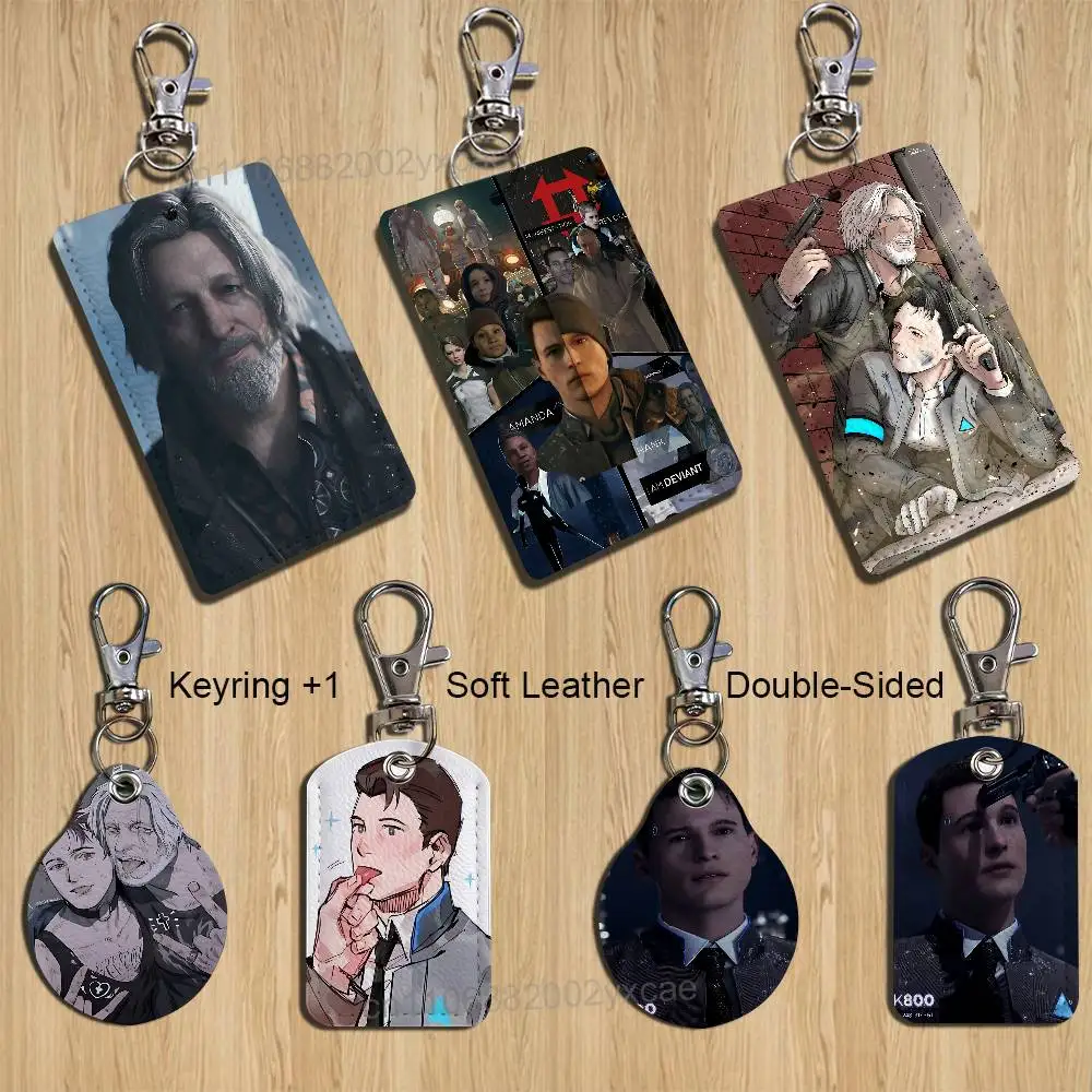 

RK800 game Detroit Connor Card Holder With Keychain Executive Protection For Bank Credit Subway Bus Case