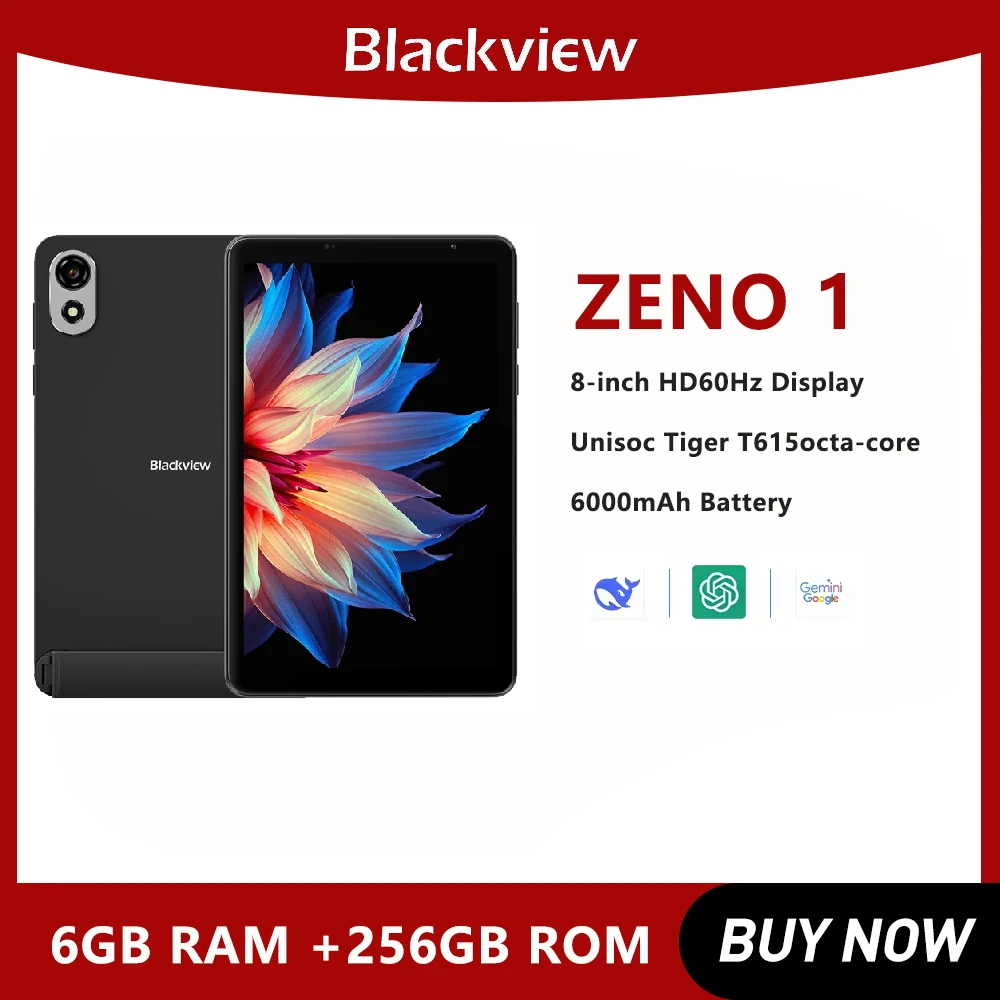 تابلت Blackview بشاشة 8 بوصة عالية الدقة Unisoc T615 6GB+256GB/4GB+64GB 8MP كاميرا 6000mAh بطارية أندرويد 15 4G ZENO 1 أجهزة لوحية PC