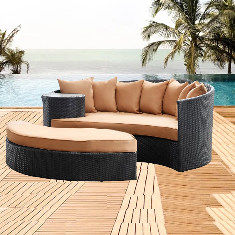 Customized outdoor rattan bed, courtyard balcony, garden, leisure lounge chair, round bed hotel, homestay, outdoor sunlight room