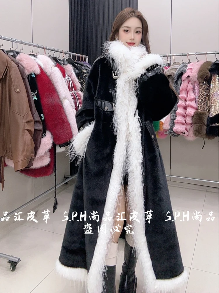 Comfortable And Warm Long Faux Fur Windbreaker New Women's 2025 Winter High-end Tassel Elegant Long-sleeved Thick Furry Coat