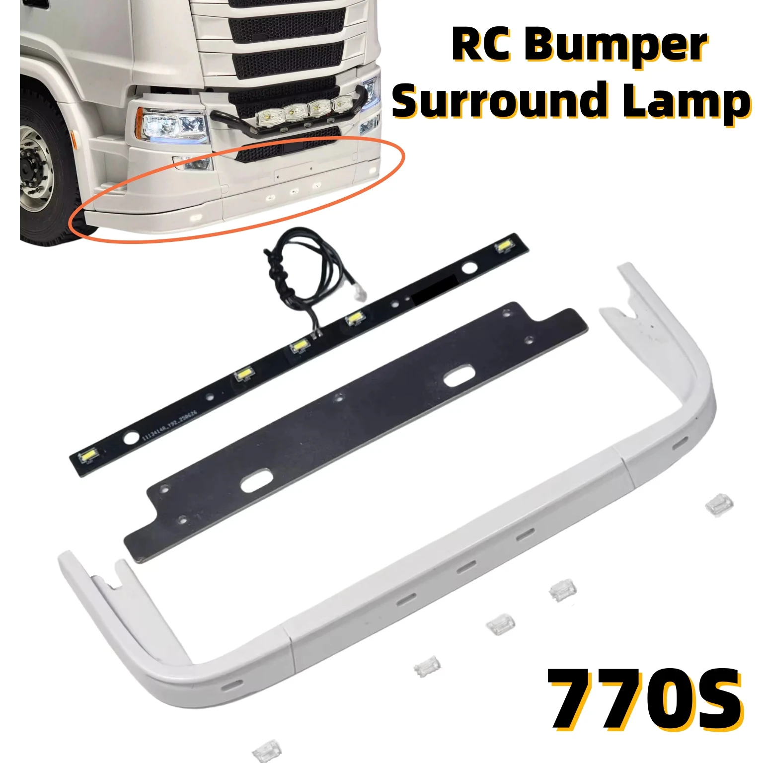 

770S Бампер Окружающая лампа Светодиодная имитация Торшер для 1/14 Scania Tamiya RC 770S Детали модели грузовика с дистанционным управлением