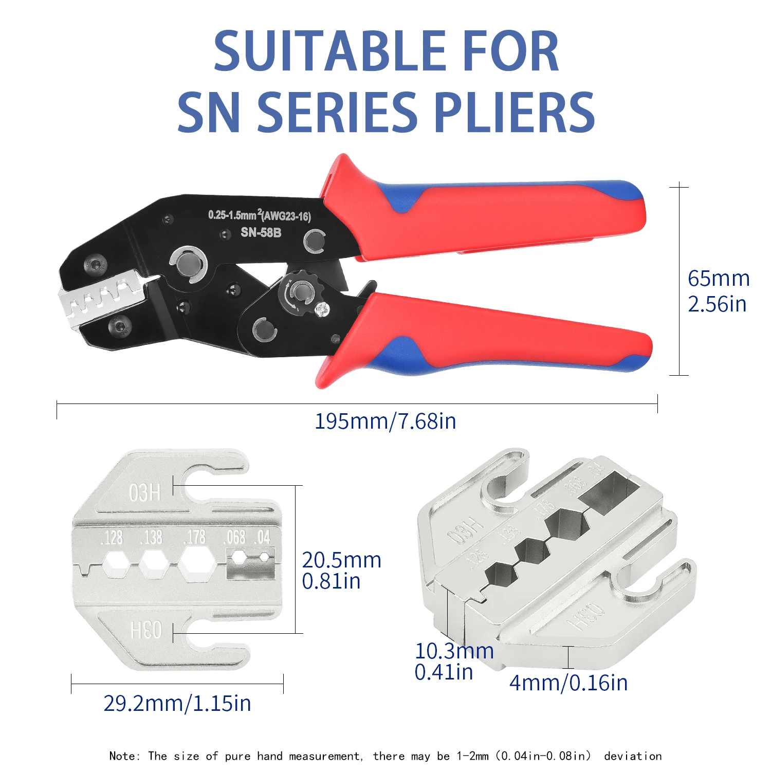 Crimping Tool Pliers Crimp Jaws Set,4mm slot jaws,SN-02C/03H/-6/06/06WF/2546B/2549/58B,Used for Crimping Terminals Crimper