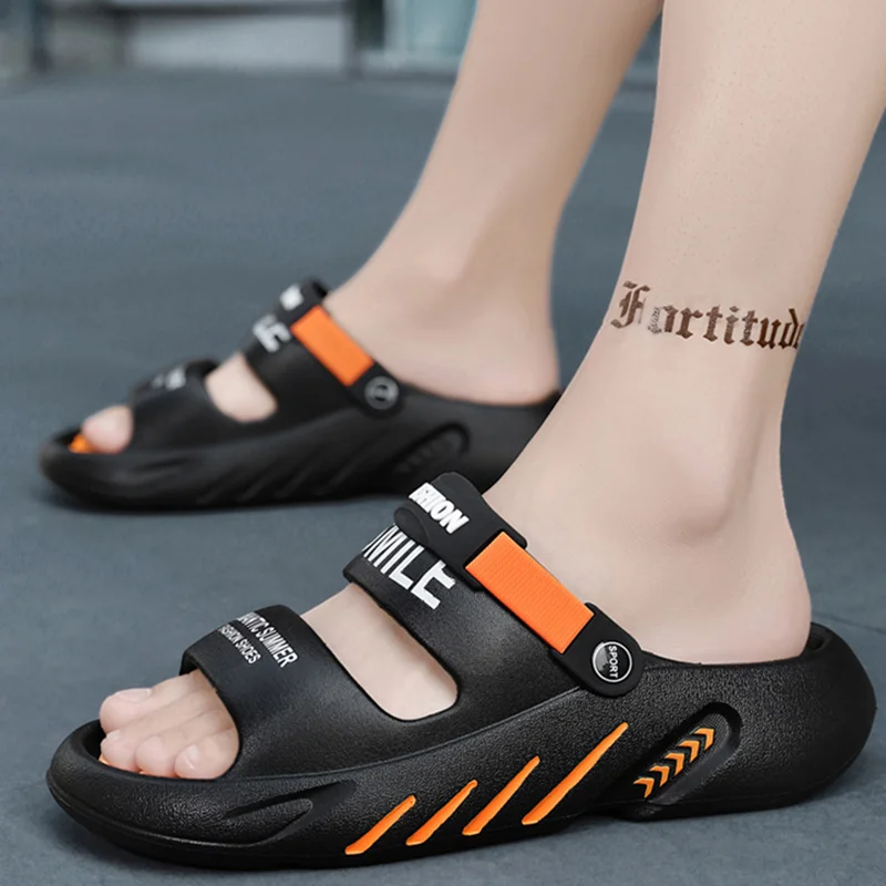 2024 Summer Men Sandals Non-Slip Slippers Outdoor Beach Casual Shoes Extra Thick Soled Men Slippers