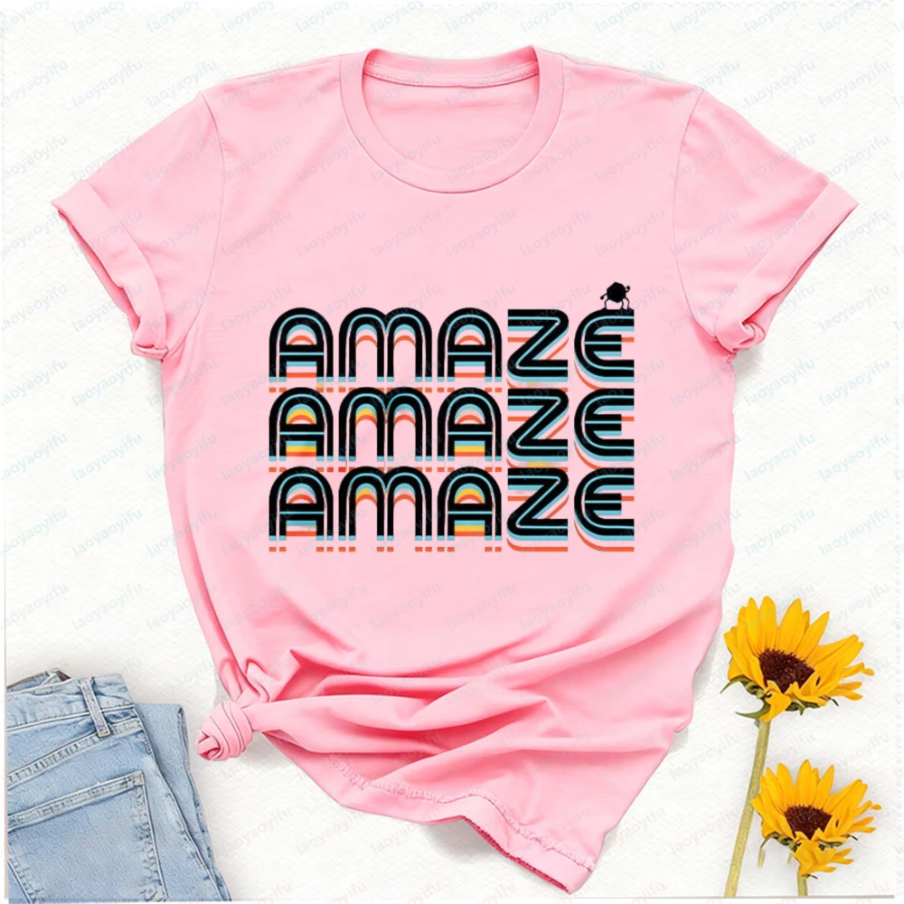Amaze Rainbow Teacher T-Shirt Women Clothing Graphic T Shirts Vintage Women Clothes Oversized T Shirt High Quality Cotton Tops