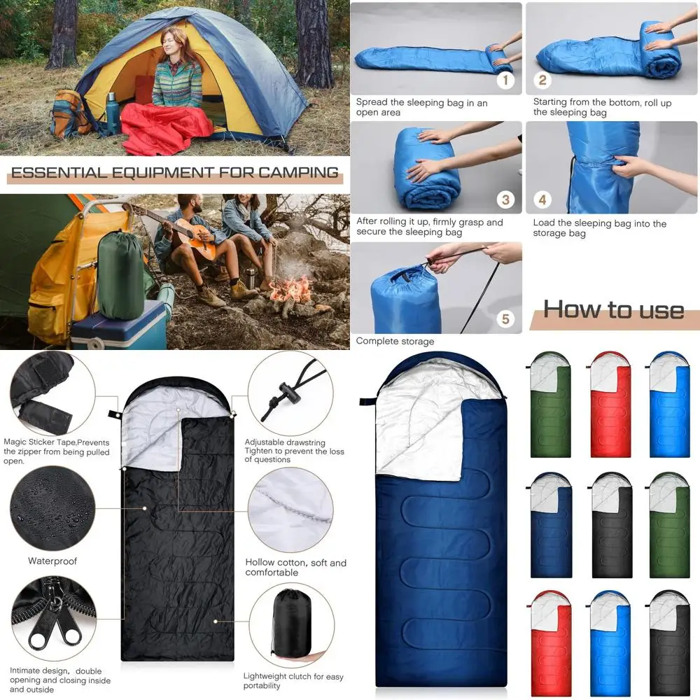 

10 шт. спальные мешки оптом для взрослых, спальный мешок с подкладкой для холодной погоды, 4 сезона, снаряжение для кемпинга, легкий водонепроницаемый для