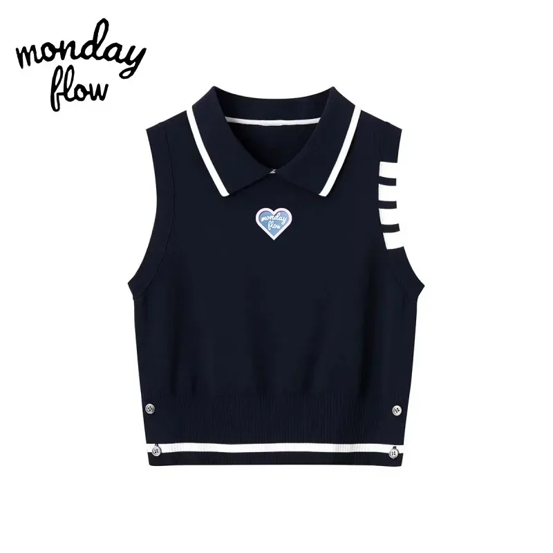 

Monday Flow Women Knit Golf Shirts High Quality Summer Breathable Sleeveless T-shirts Women Golf Tank for Ladies Golf Shirts