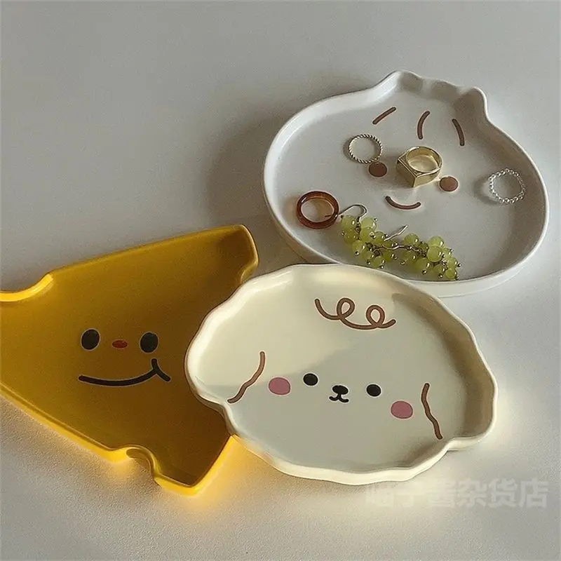 Cartoon Dim Sum Plate Korean Ins Style Cute Creative Dinner Dish Small Plate Matte Household Ceramic Breakfast Plate Tableware