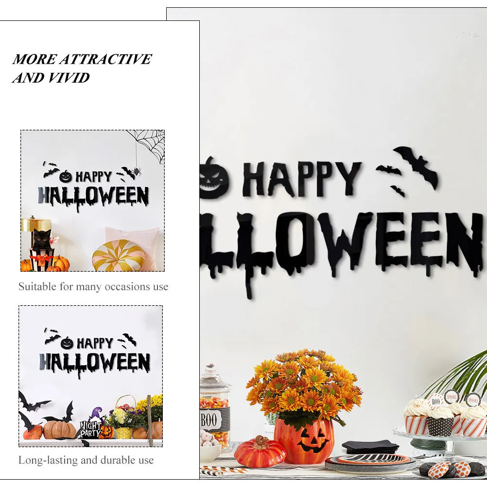 

1Set Halloween Acrylic Mirror Bat Pumpkin Letter Wall Sticker Decal Party Decor Home Window Sticker Halloween Letter Decal