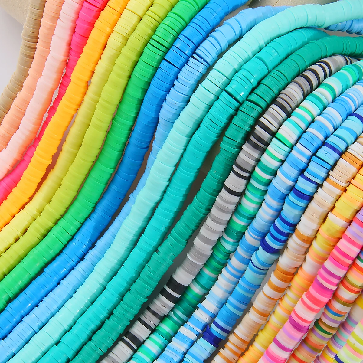 6mm 350Pcs Handmade Flat Round Polymer Clay Beads Chip Disk Loose Spacer Beads For DIY Jewelry Making Bracelet Mixed Color