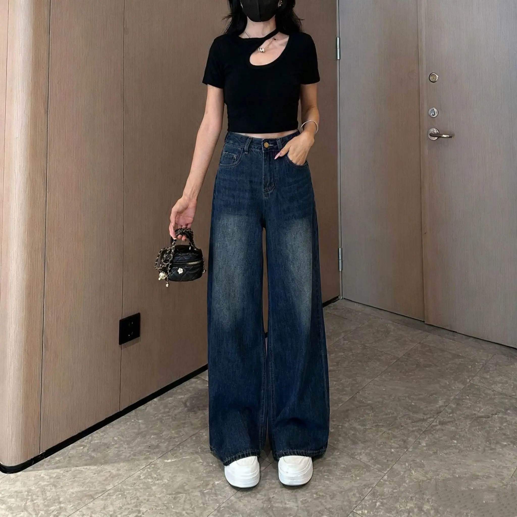 High Waist Casual Jeans Women's Pants High Quality Summer New Style from Zhengzhou Straight Leg Trousers for Adult Women