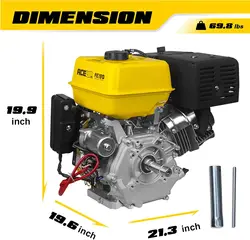 Aceup Energy 15HP 420cc Gas Engine Horizontal Shaft, 4 Stroke OHV Gas Motor with Electric Start, Shaft 1