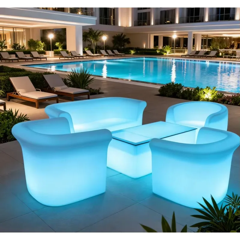 IP65 Customizable RGB Glowing LED Furniture for Nightclub Party Decor Modern Bar Stool Lighted Cocktail Table for Outdoor Lounge