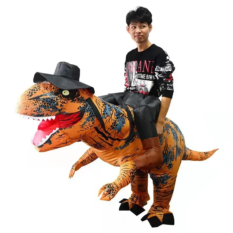 

Fancy Mascot Dinosaur Inflatable Costume for Adult Man Woman Ride on Dino Suit Halloween Xmas Cosplay Dress Christmas T-rex Suit