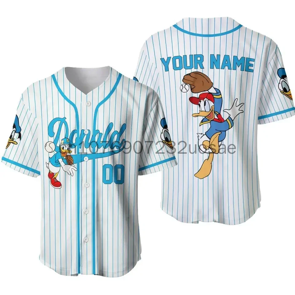 Disney Donald Duck Baseball Jersey Men\'s Women\'s Short Sleeve Jersey Disney Baseball Jersey Casual Sports Baseball Jersey