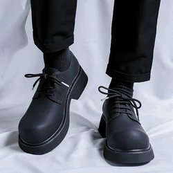 Trendy men's derby shoes Black minimalist and versatile style Wedding Party Outdoor Leisure Business Elevated Shoes Hot sales