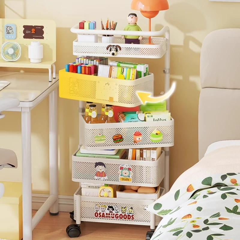 

Heavy Duty Rolling Cart Organizer Multi-layer Kitchen Trolley Mobile Bathroom Storage Shelf for Office Snacks Books Organization