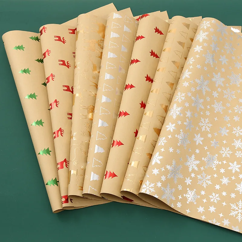 50*70cm Christmas Tree Wrapping Paper Xmas Elements Collection Wrapping Paper Festive Present Christmas Gift Diy Paper Material