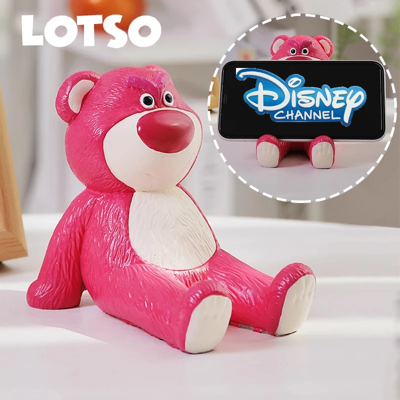 

10cm Toy Story Lotso Mobile Phone Holder Disney Accessories Cute Strawberry Bear Anime Figure Model Toys Party Gifts One Piece