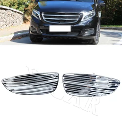 1 Pair Front Bumper Fog Light Grilles Sticker Cover Chrome Trim For Mercedes-Benz V-CLASS V260 V250 V220 2014 2015 2016-2018