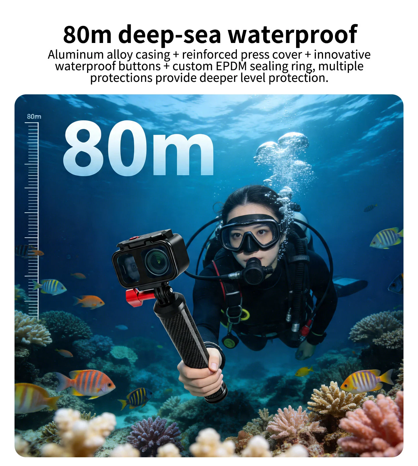 Unterwasser-Schnellverschluss Horizontaler Vertikaler Stativadapter Tauchgehäuse für DJI Osmo Nano Kamera 80M Wasserdichter Metallkäfig – Detail 5