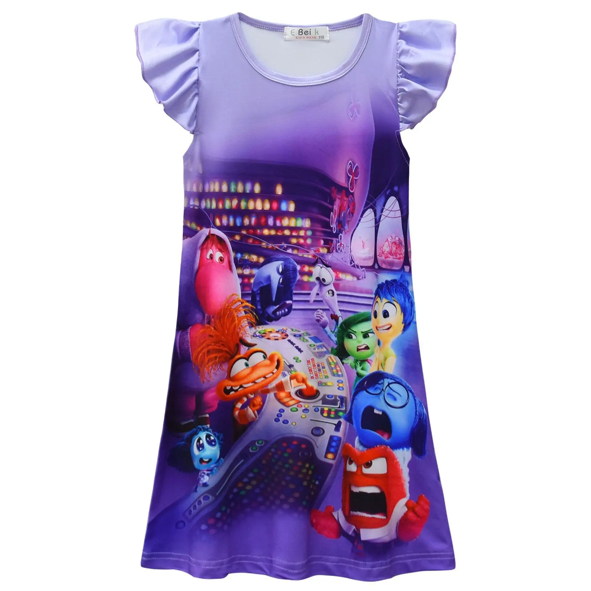 Inside Out 2 Children Clothes Kids Summer Pajamas Dress Baby Girls Short Sleeve Nightgown Cartoon Disgust Joy Sleep Wear