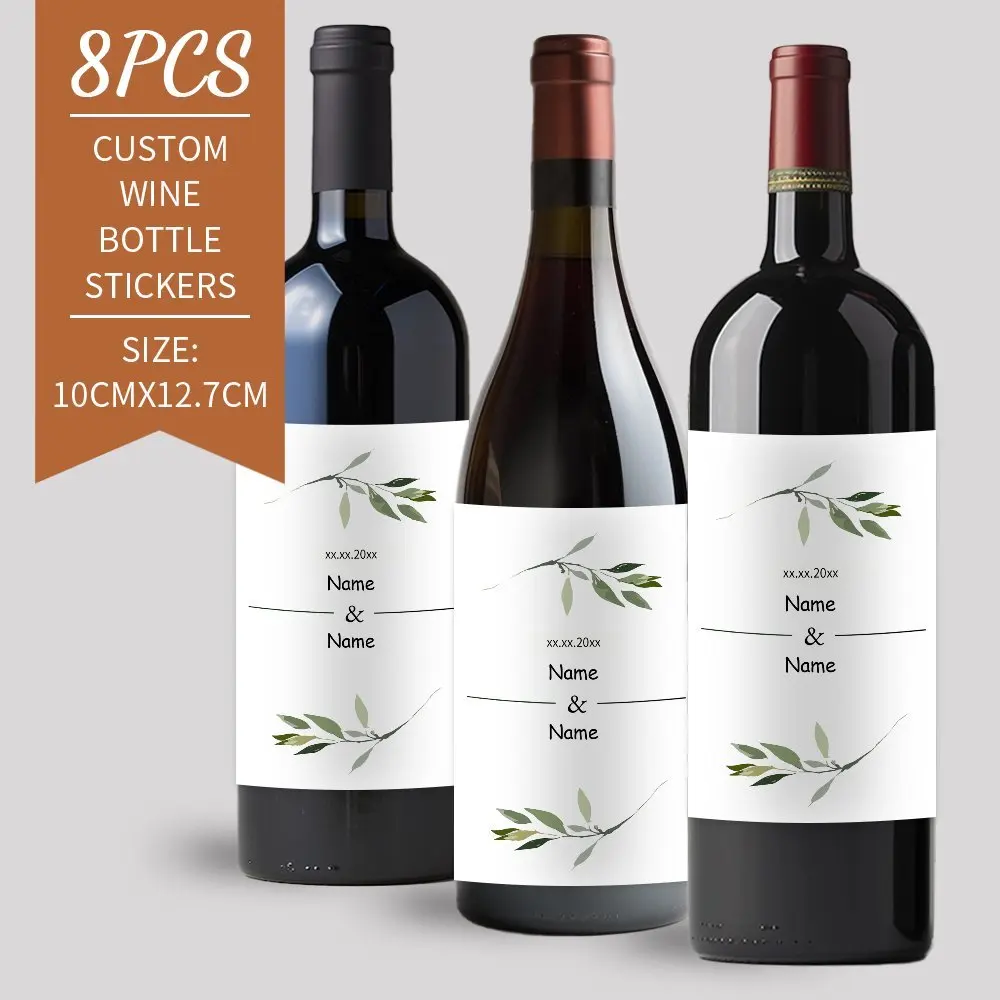 [Customized Products] (Upgraded Version, Sun-Proof and Waterproof) Custom 8-Piece Wedding Wine Bottle Stickers