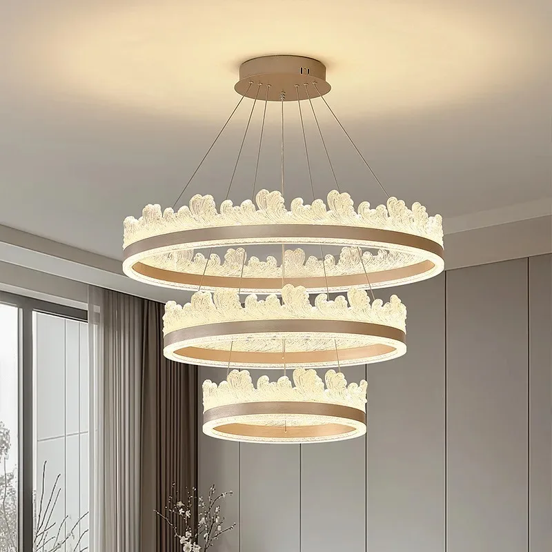 

Light luxury Italian living room chandelier modern simple ring creative wave bedroom master bedroom light