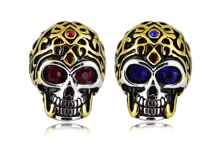 

CHUANGCHENG Domineering Men's Trend Fashion Skull Head Stainless Steel Ring Size 7-13